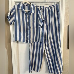 Blue and White Striped Set